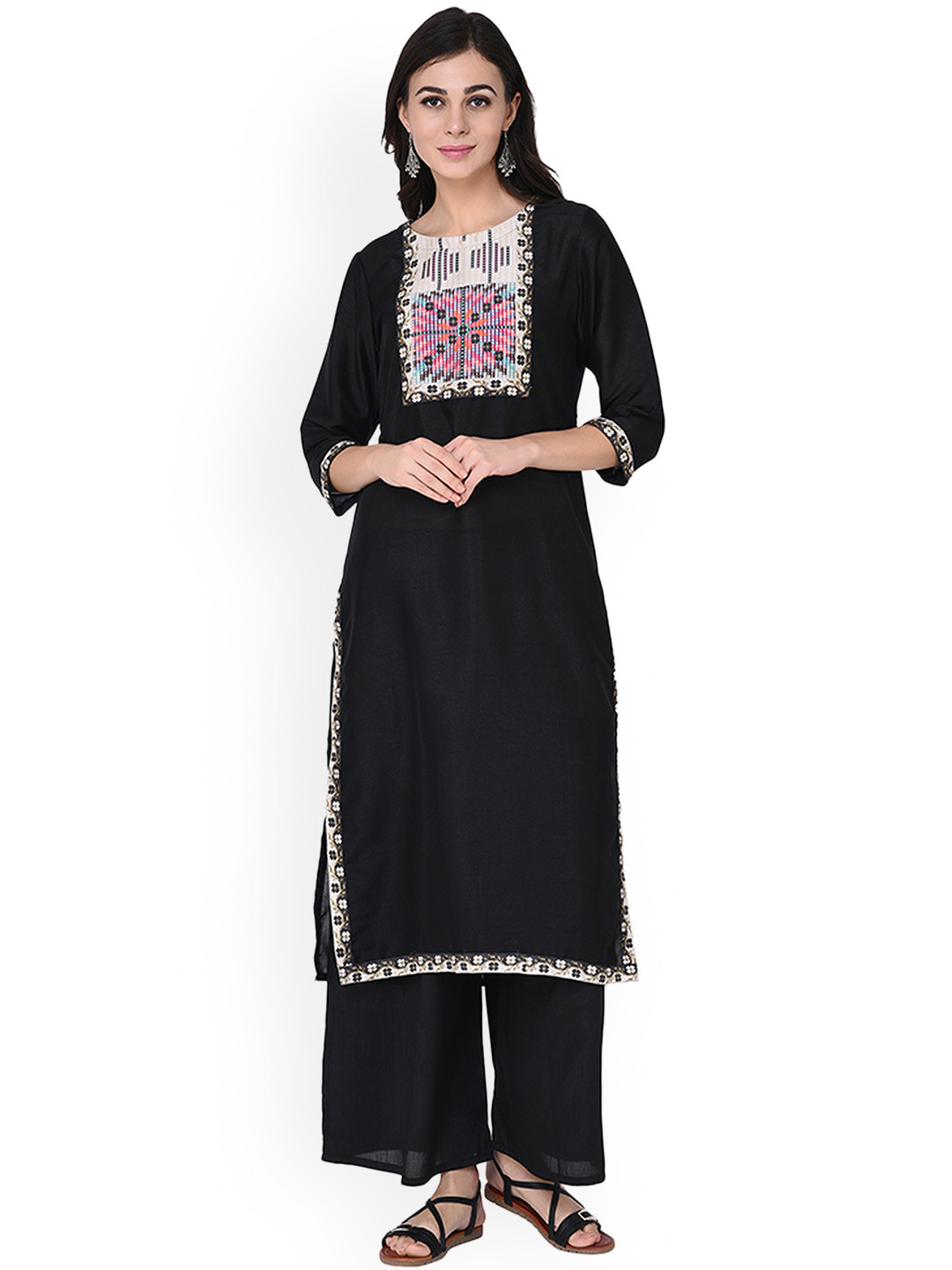 

ZIYAA Women Black Digital Print Straight Kurta
