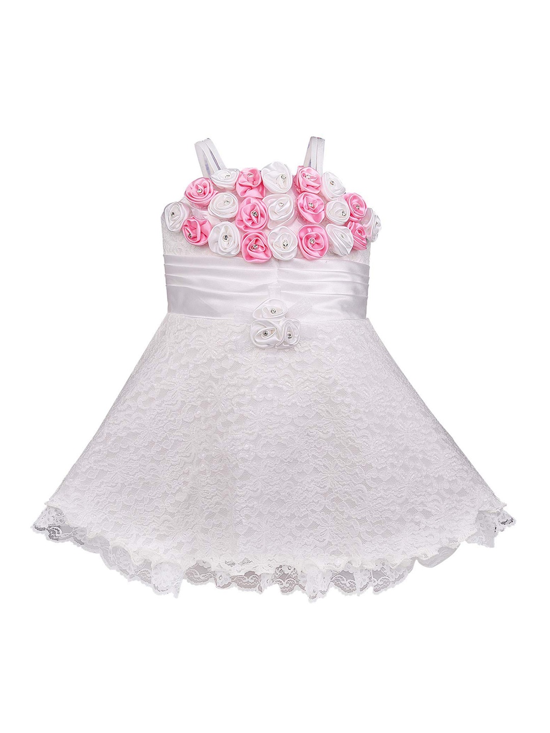

Wish Karo Girls White Self Design Fit and Flare Dress
