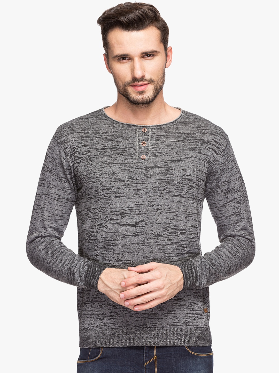 

Status Quo Men Grey Solid Pullover