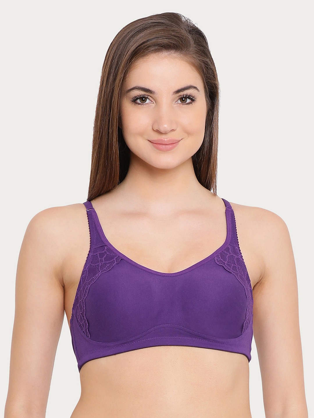 

Clovia Cotton Rich Non-Padded Non-Wired T-Shirt Bra, Purple