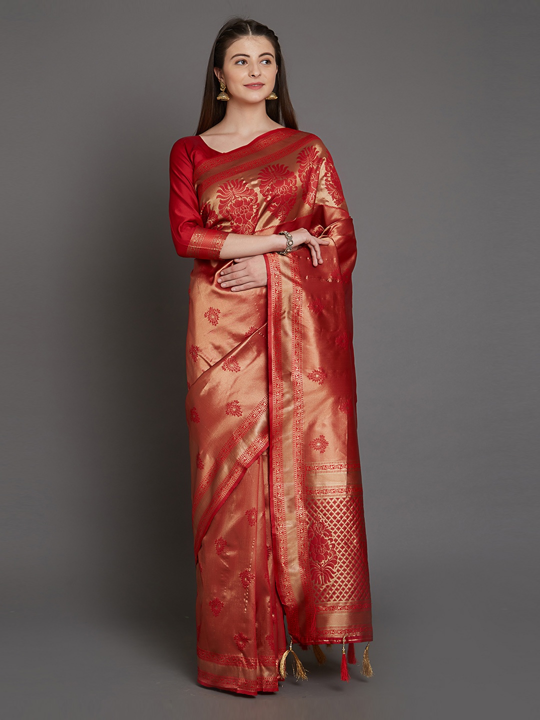 

Mitera Maroon Woven Design Silk Blend Saree