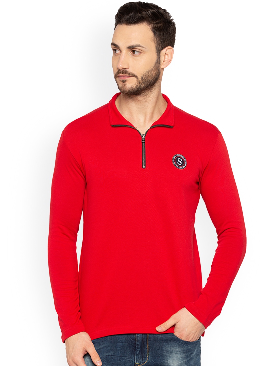 

Status Quo Men Red Solid Sweatshirt
