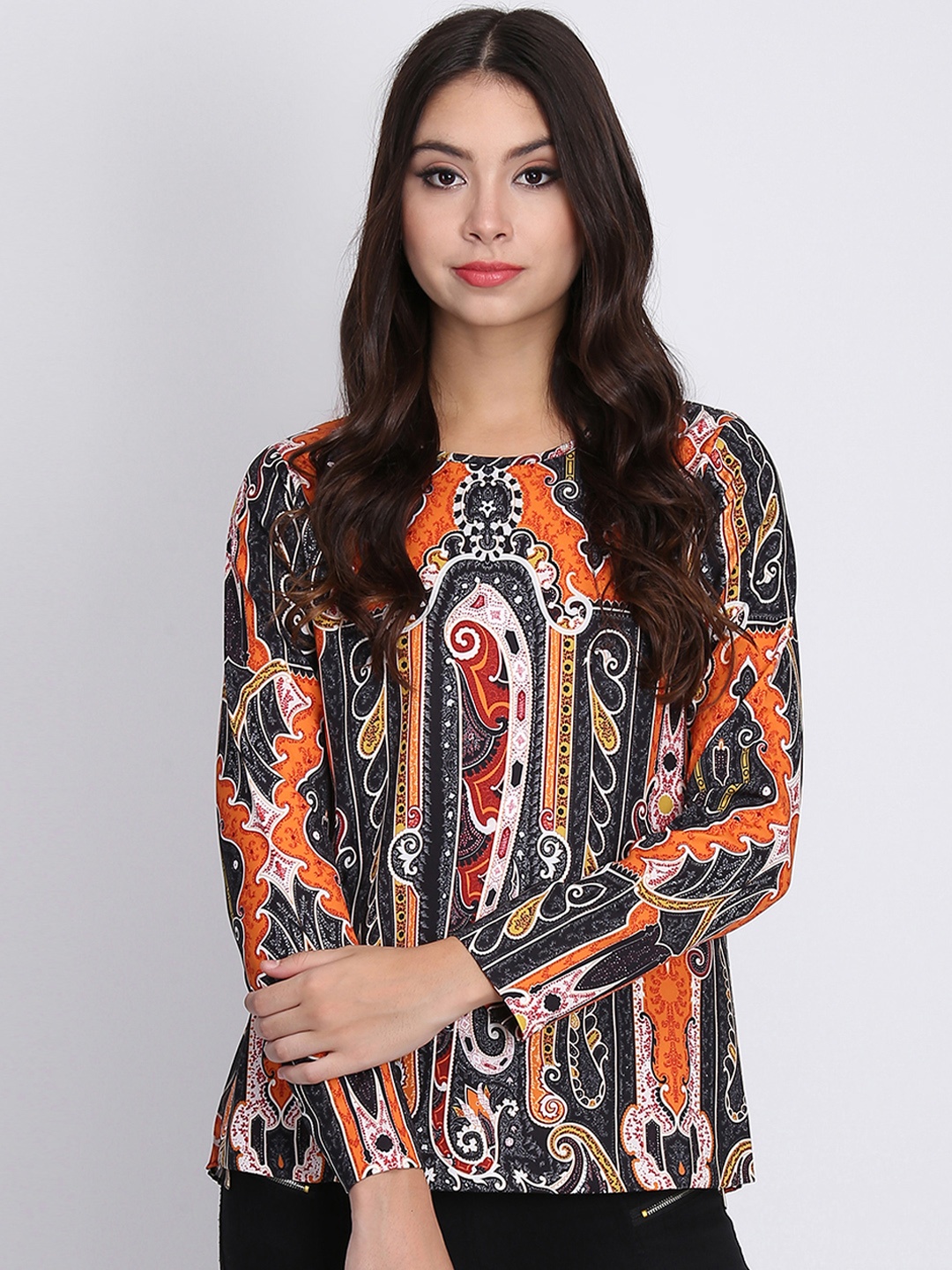 

NIZA Women Orange Printed Top