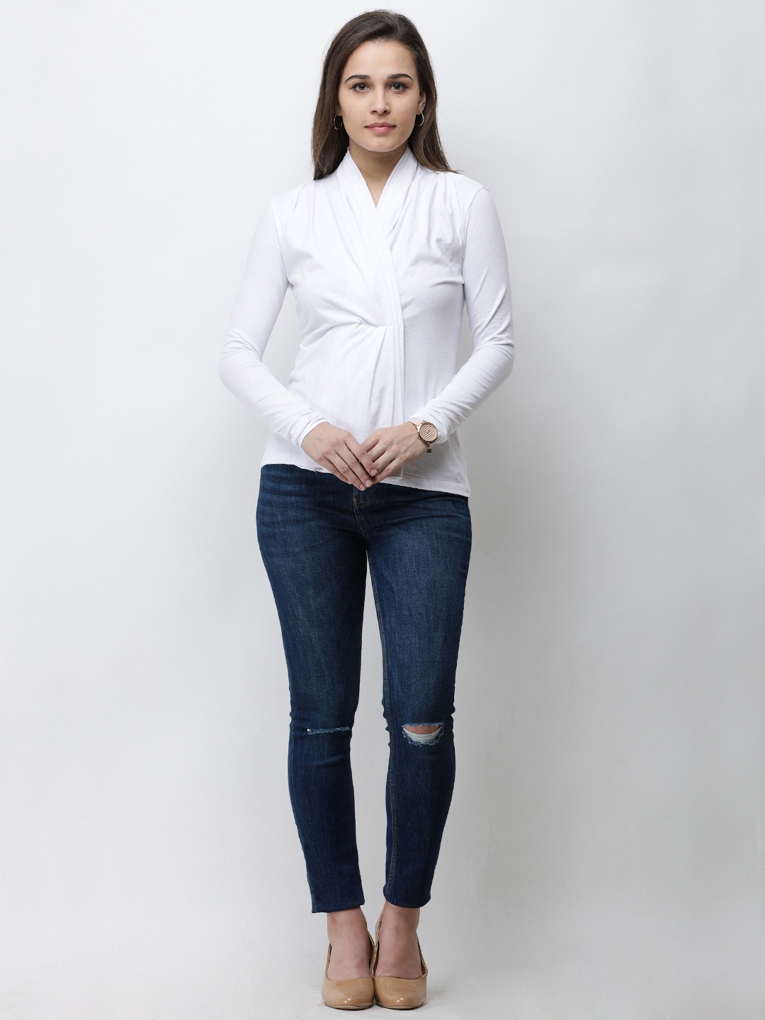 

Cation Women White Solid Top