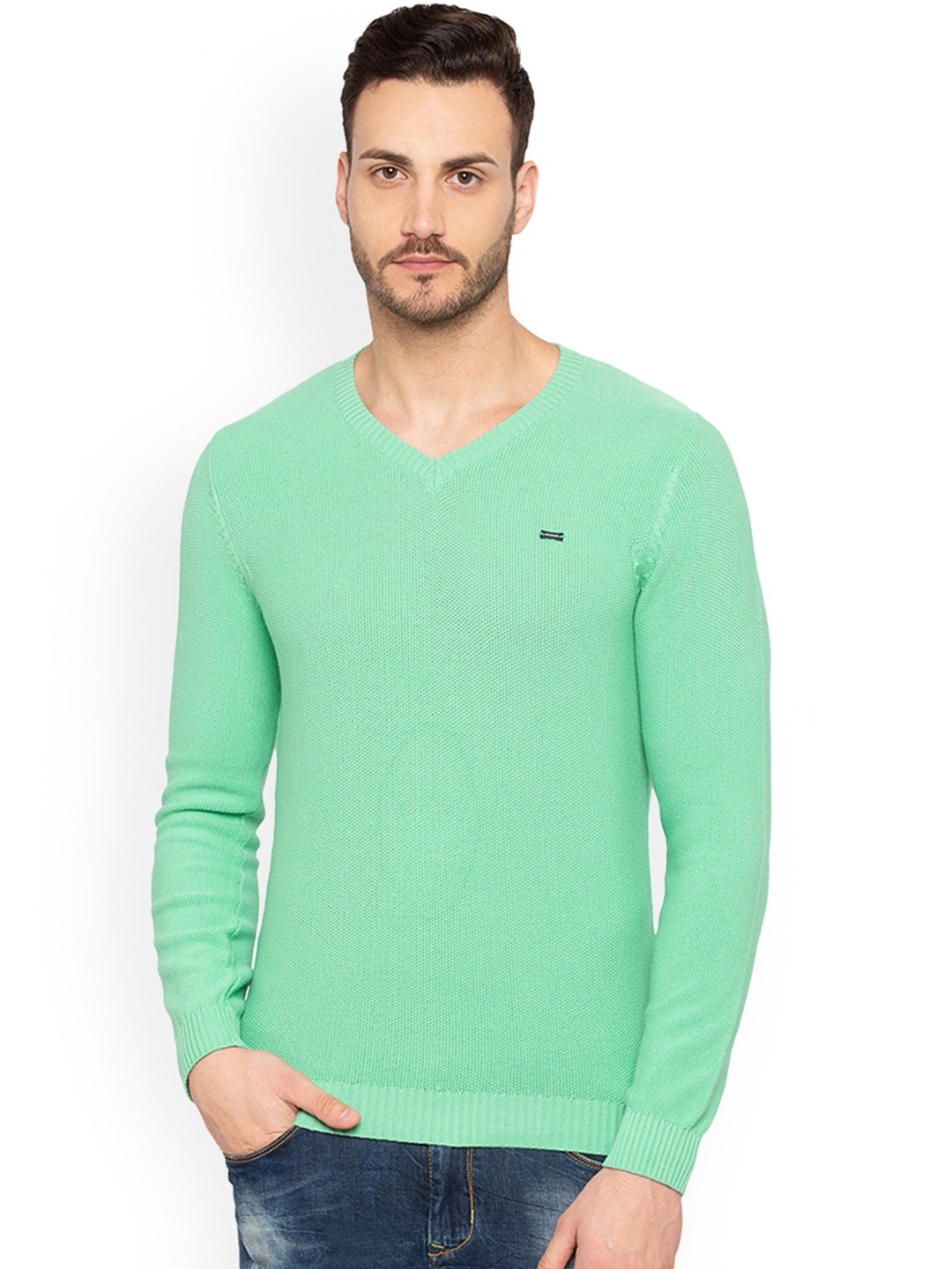 

Status Quo Men Green Solid Pullover