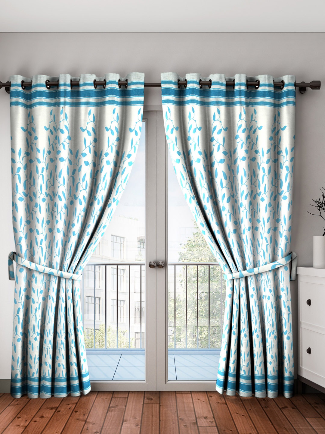 

Cortina Blue & Beige Set of 2 Long Door Curtains
