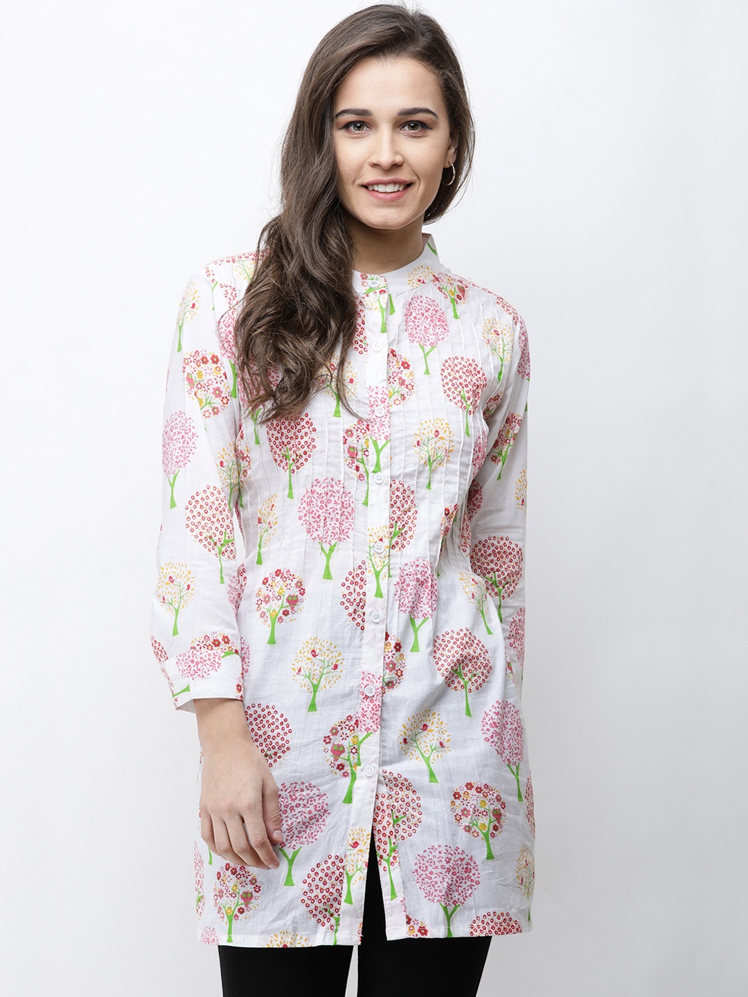 Cation White & Pink Printed Tunic