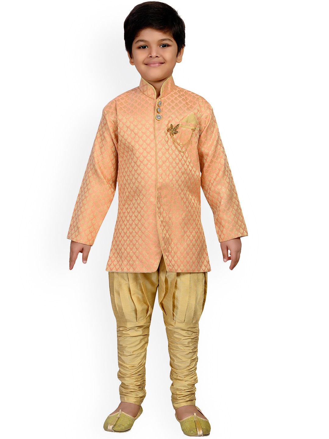 

AJ Dezines Boys Peach Sherwani