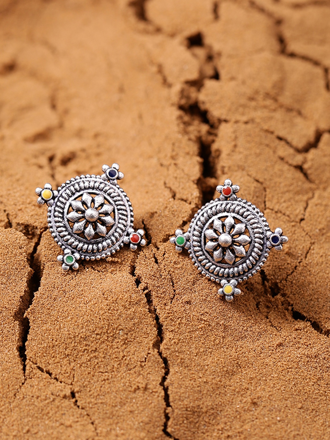 

Voylla Silver-Toned Circular Studs