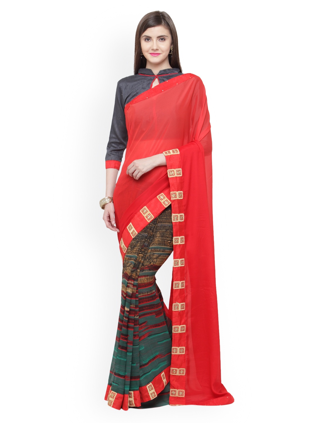 

Shaily Multicoloured Printed Pure Georgette Saree, Multi