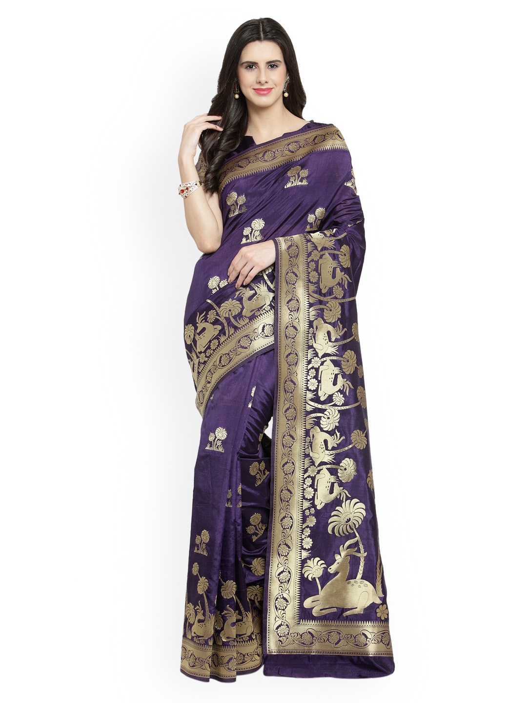 

Shaily Purple Pure Silk Woven Design Banarasi Saree