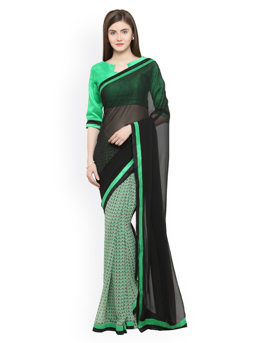 

Shaily Black Solid Pure Georgette Saree