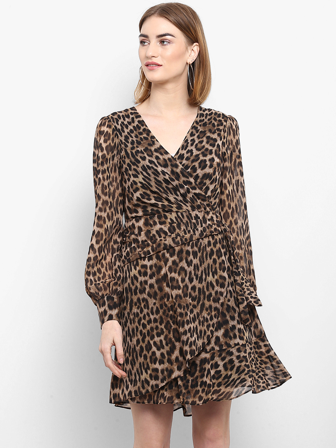

Forever New Women Brown Printed Wrap Dress