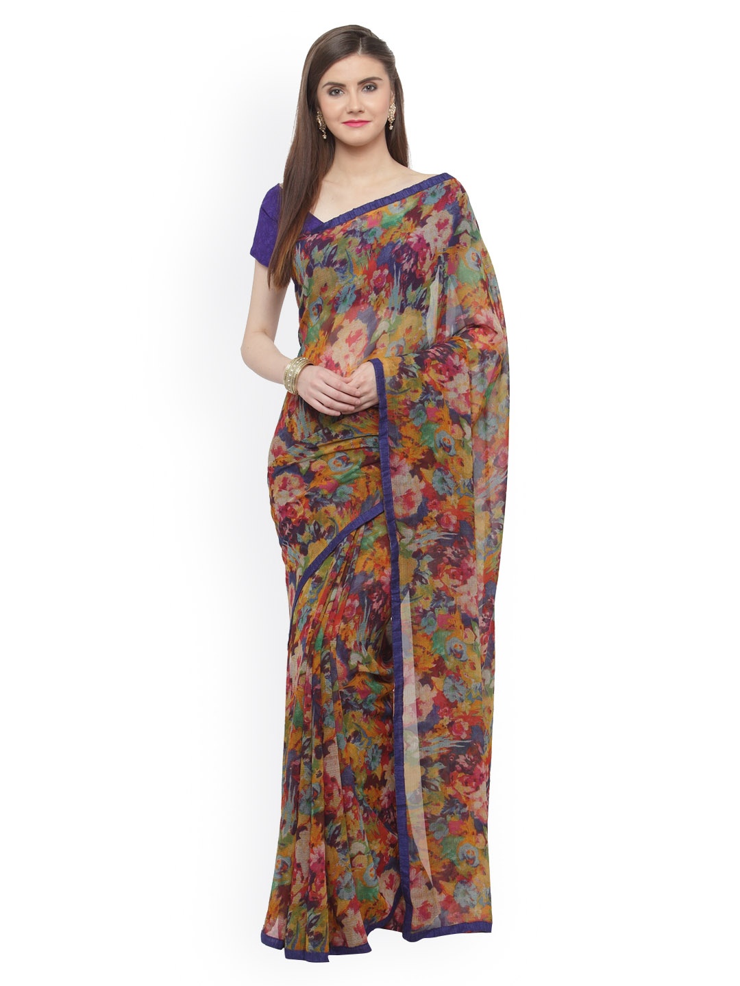

Shaily Blue Printed Pure Georgette Saree