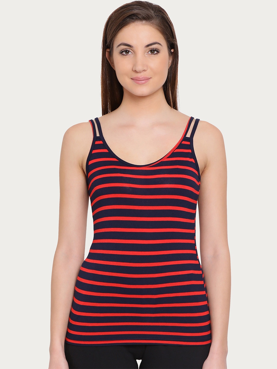 

Clovia Women Red & Navy Blue Striped Camisole CM0015P09XL
