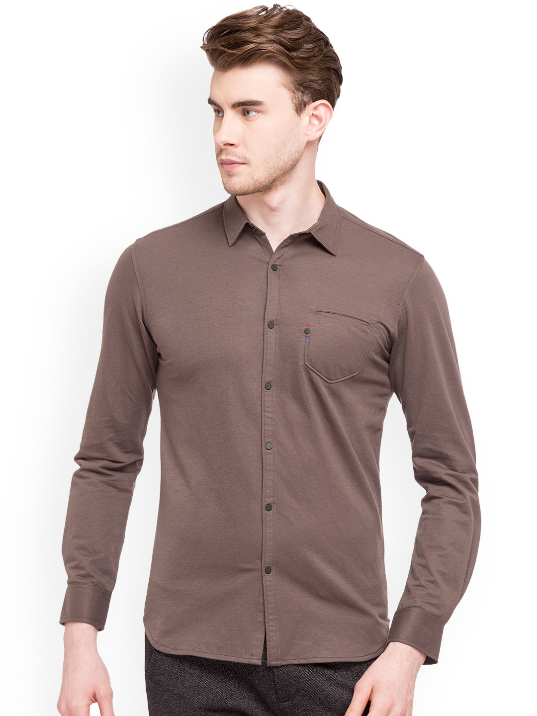

Status Quo Men Brown Comfort Slim Fit Solid Casual Shirt