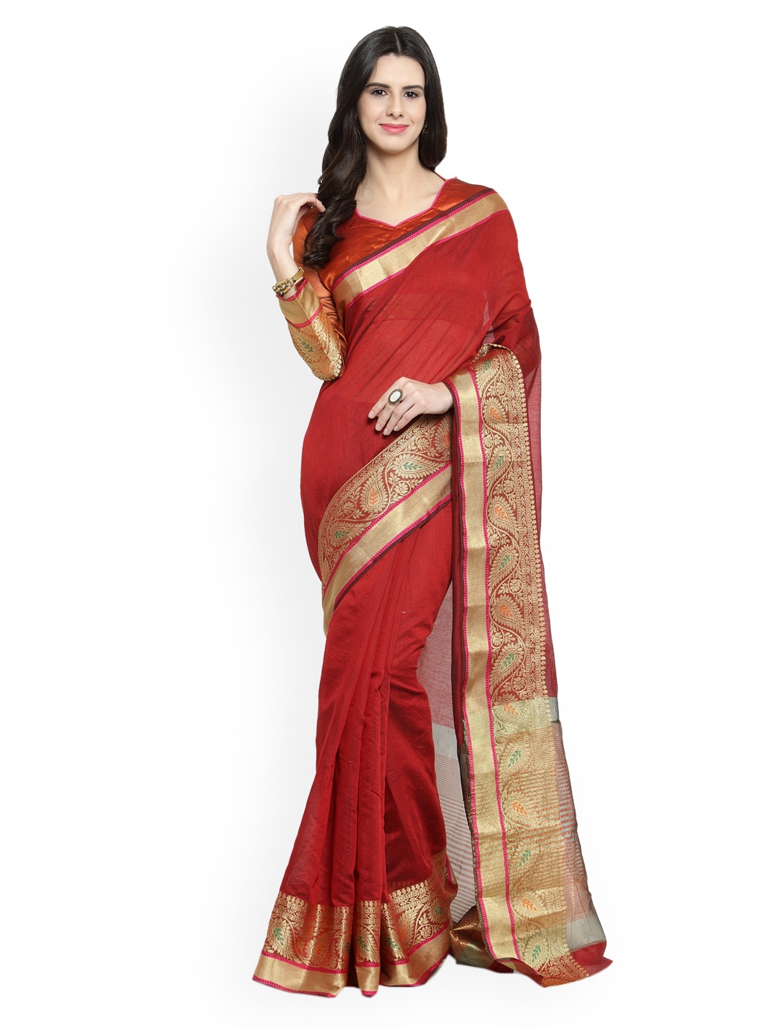

Shaily Red Pure Silk Woven Design Banarasi Saree