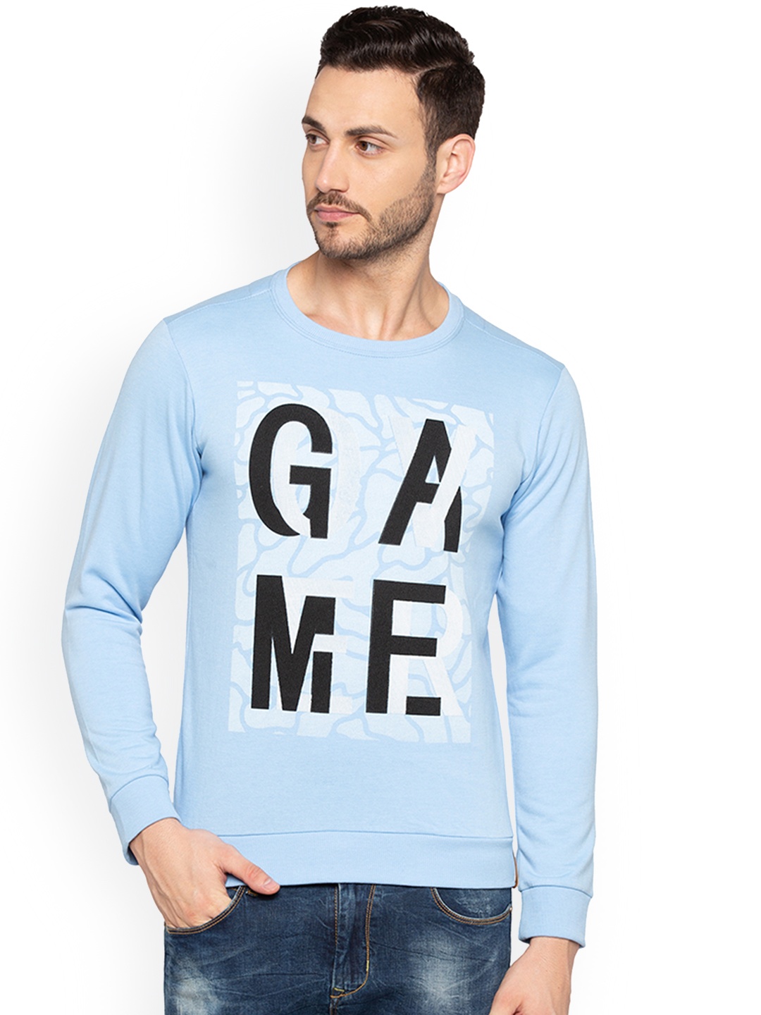 Status Quo Men Blue Printed Sweatshirt