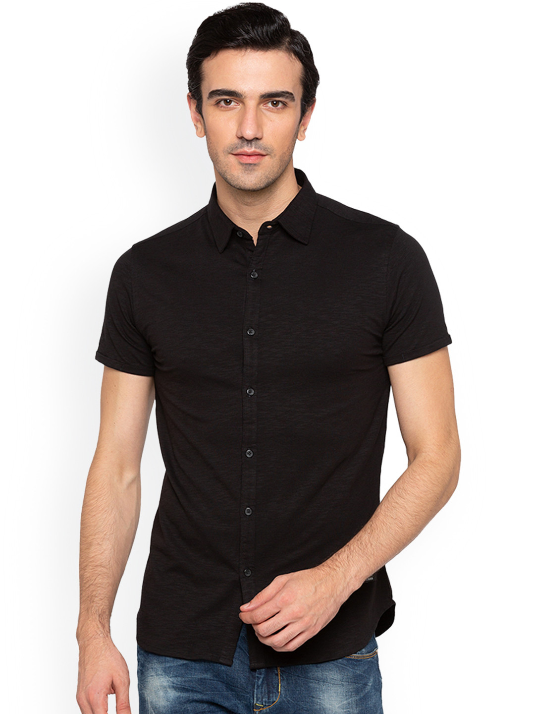 

Status Quo Men Black Slim Fit Solid Casual Shirt