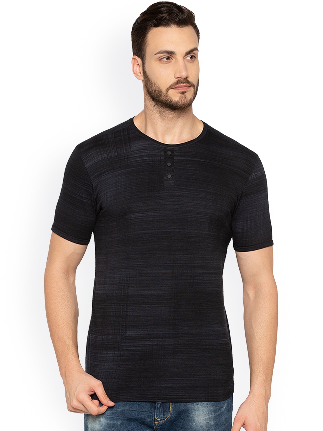 

Status Quo Men Black Solid Round Neck Pure Cotton T-shirt