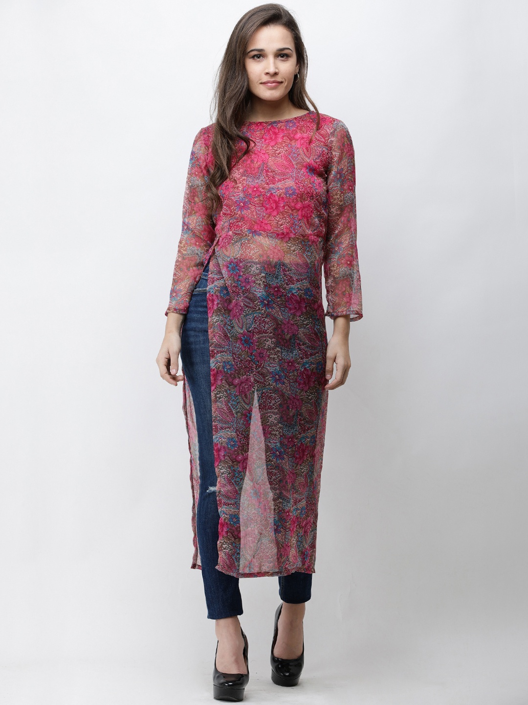 

Cation Pink Printed Longline Tunic