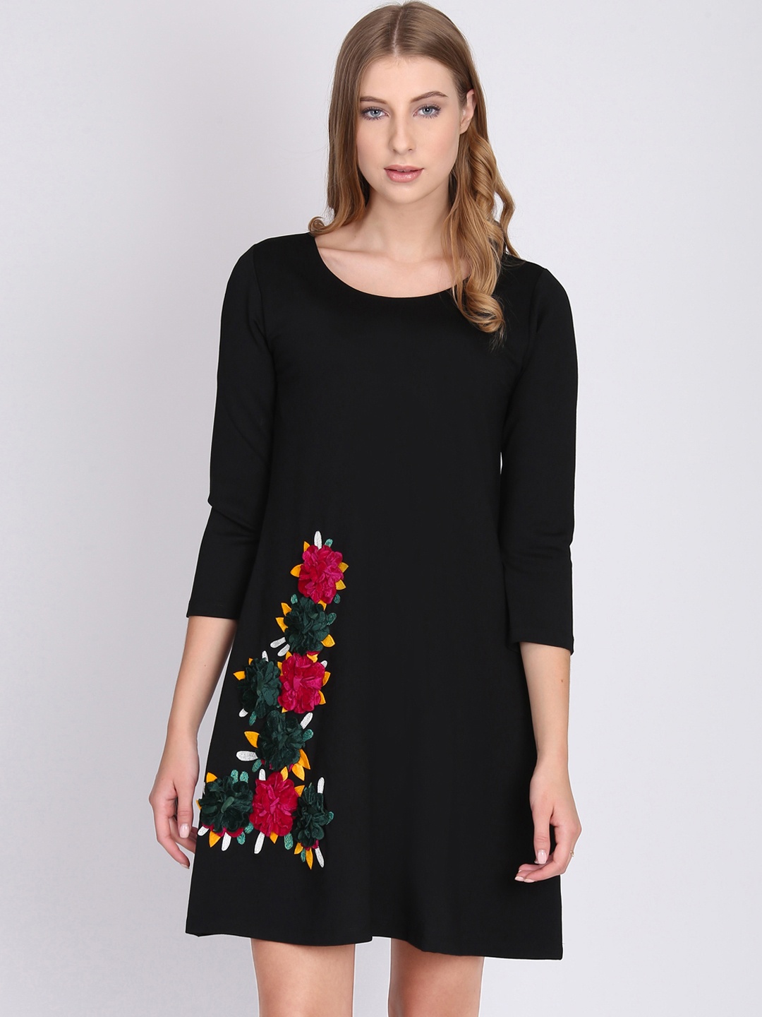 

NIZA Women Black Solid Fit and Flare Dress
