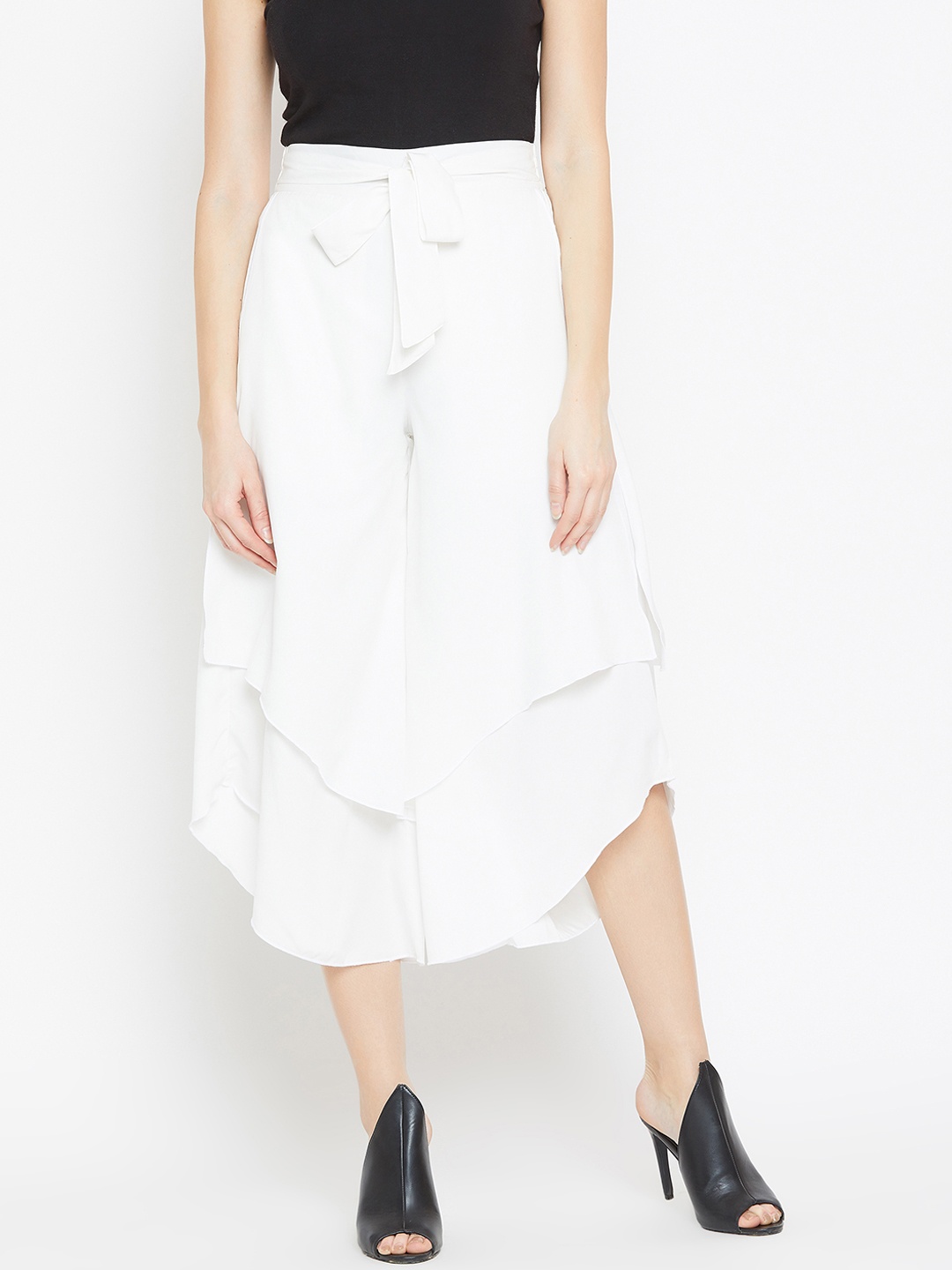 

Bitterlime Women White Cropped Palazzos