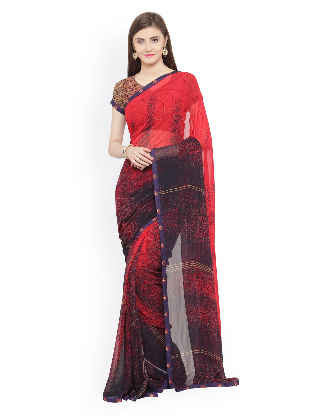 

Shaily Red & Red Pure Georgette Printed Saree