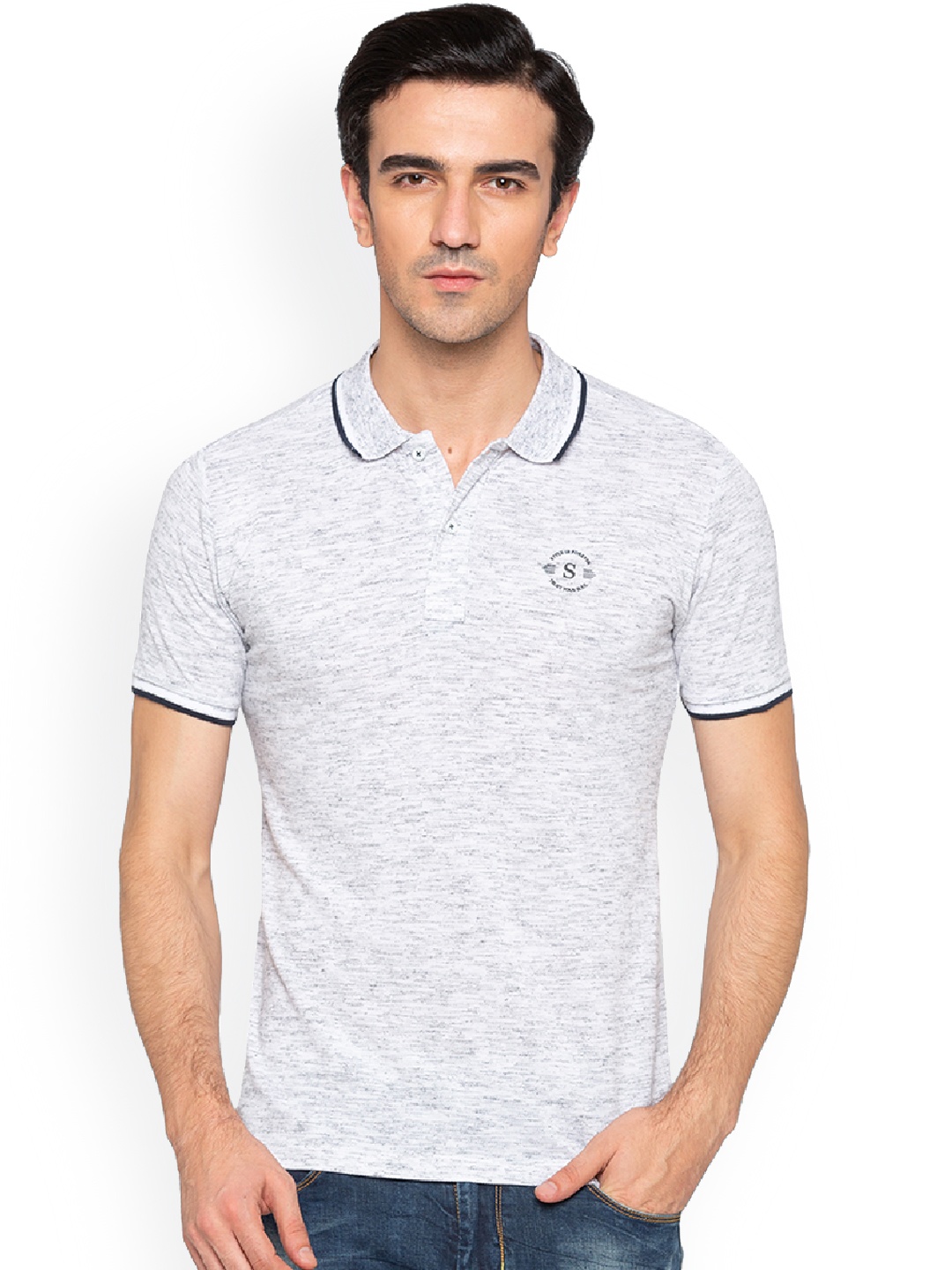 

Status Quo Men Grey Solid Polo Collar T-shirt