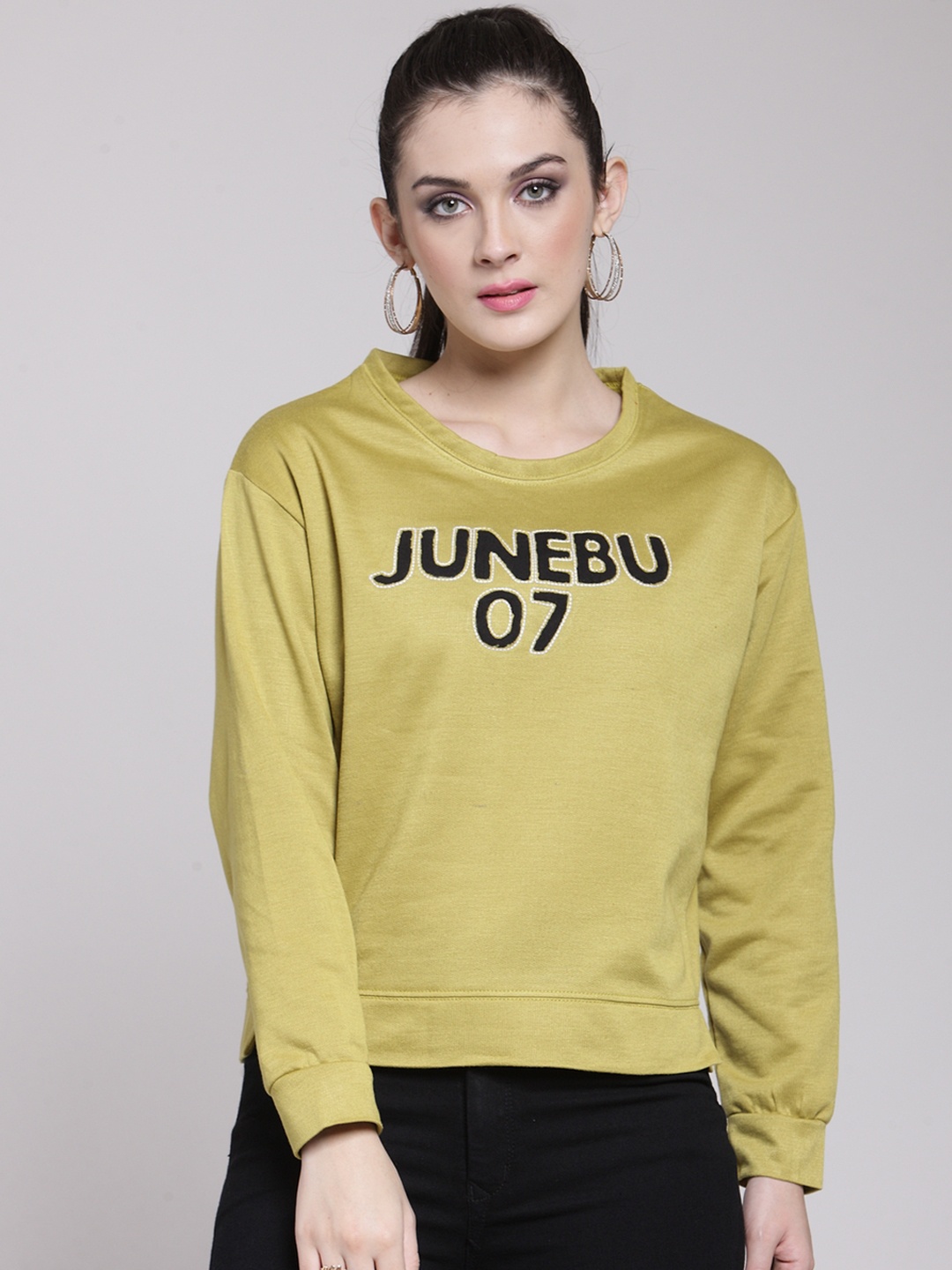 

plusS Women Yellow Printed Sweatshirt