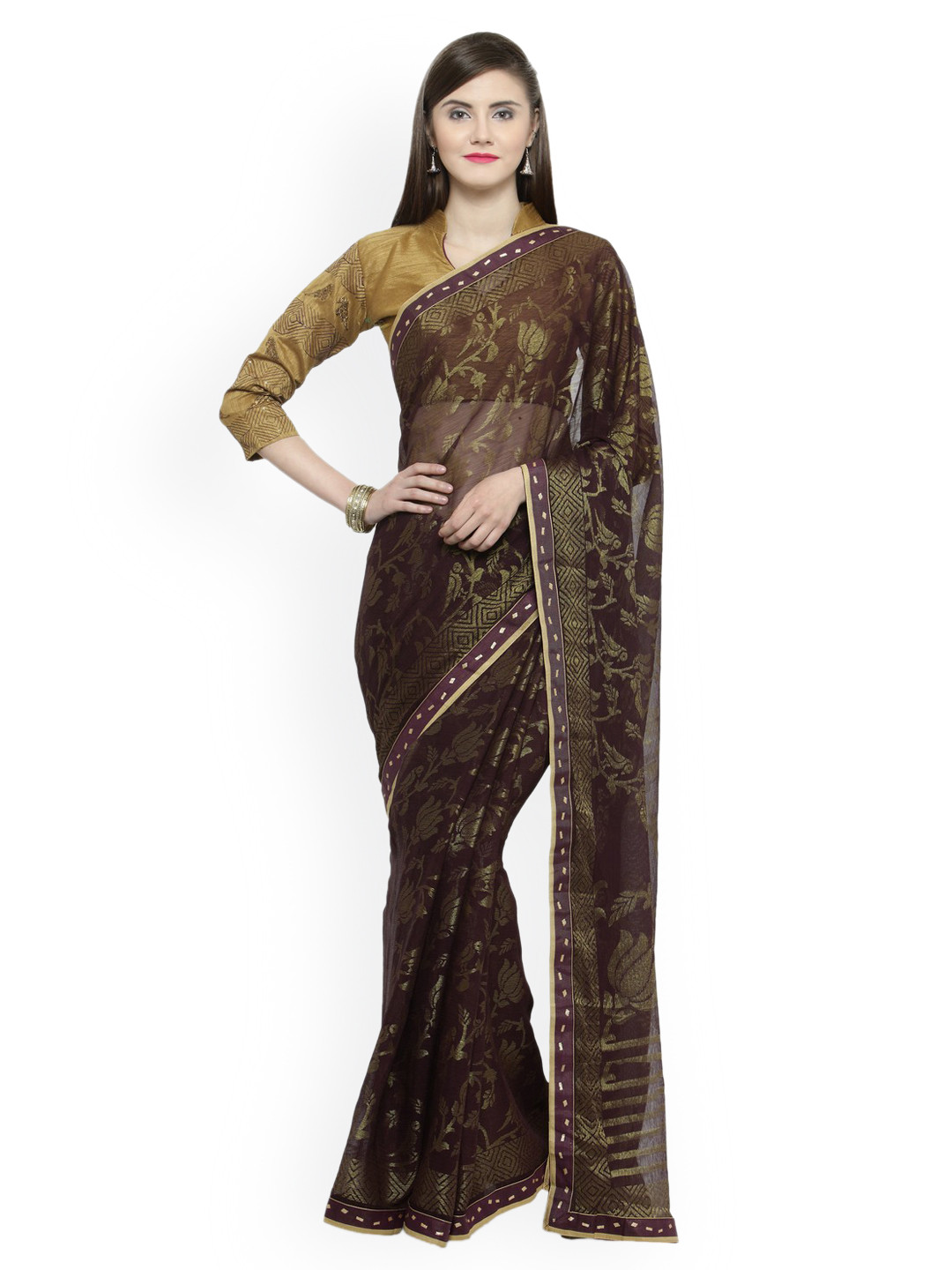 

Shaily Beige Printed Silk Blend Saree