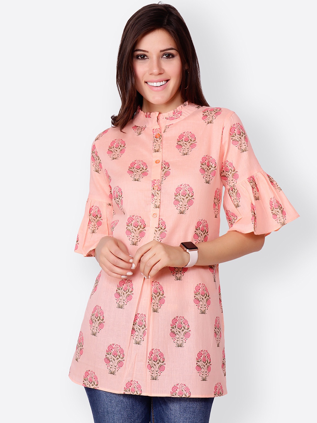 

Cation Coral Pink Printed Tunic