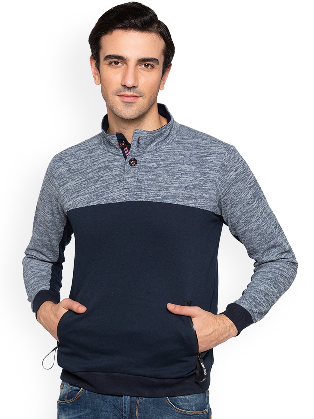 

Status Quo Men Blue Colourblocked Sweatshirt