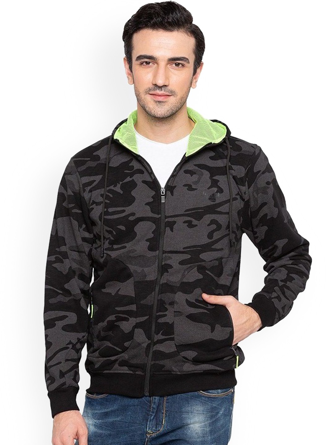 

Status Quo Men Black Printed Hooded Sweatshirt