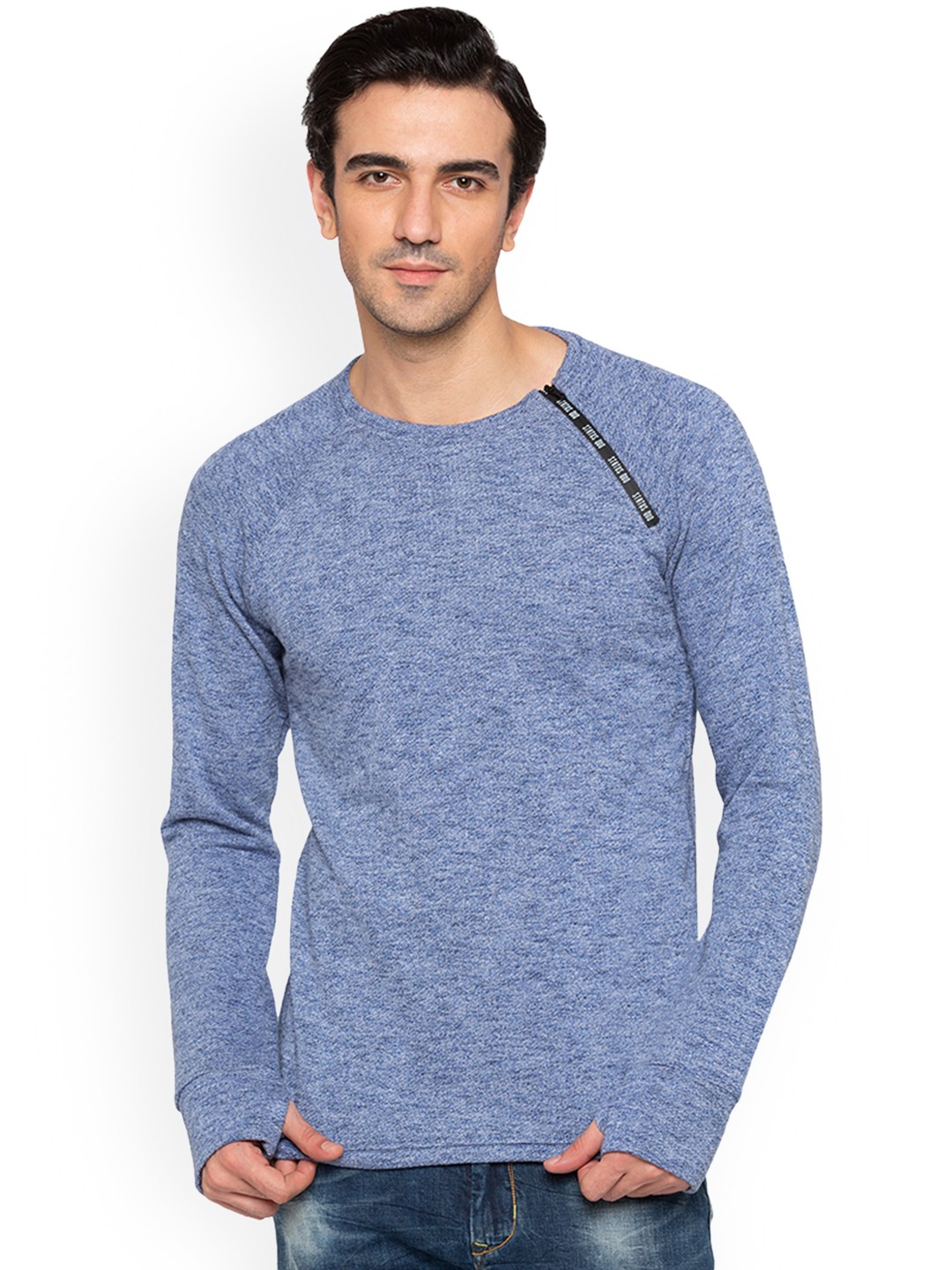 

Status Quo Men Blue Self Design Sweatshirt