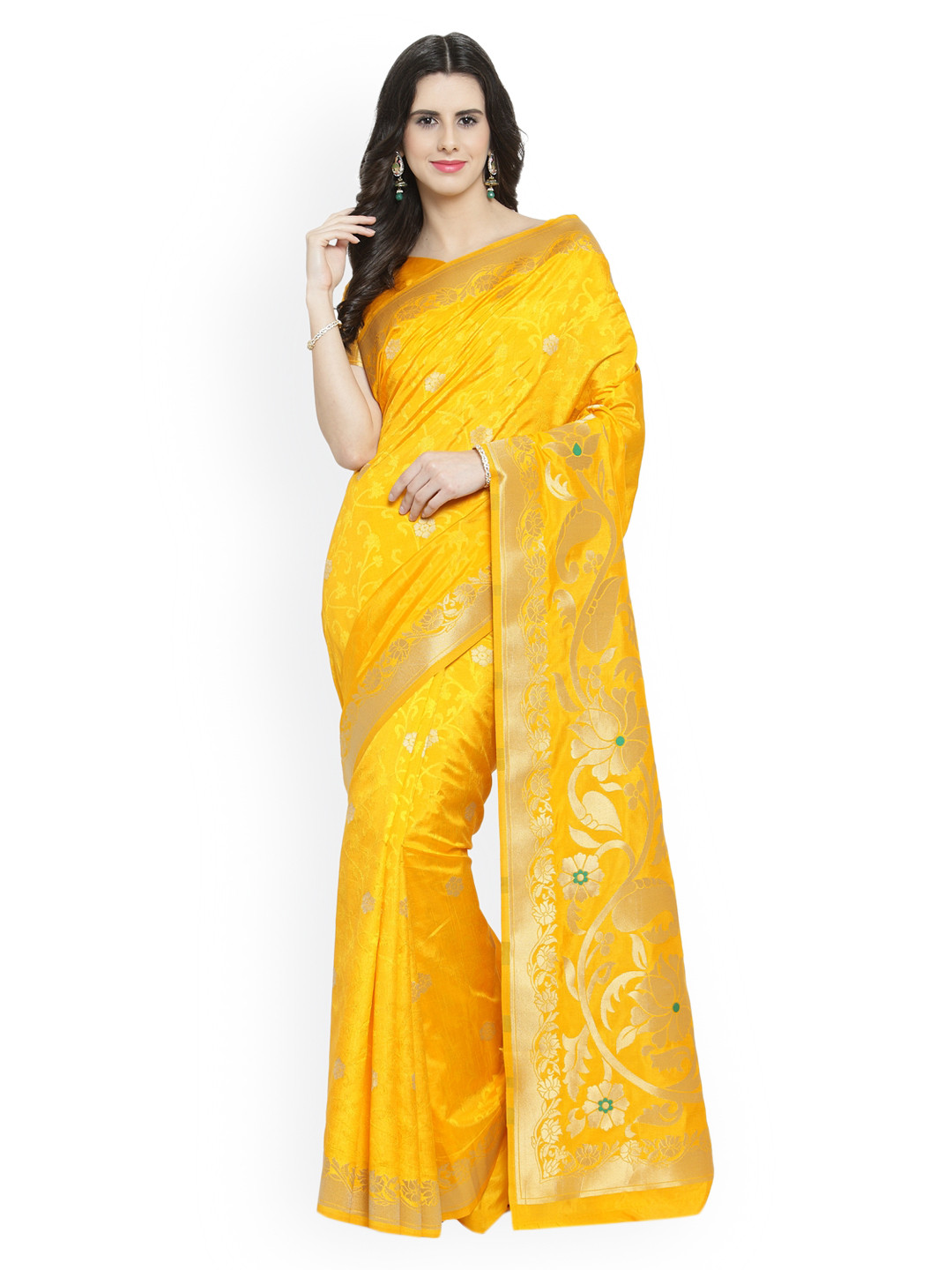 

Shaily Yellow Pure Silk Woven Design Banarasi Saree