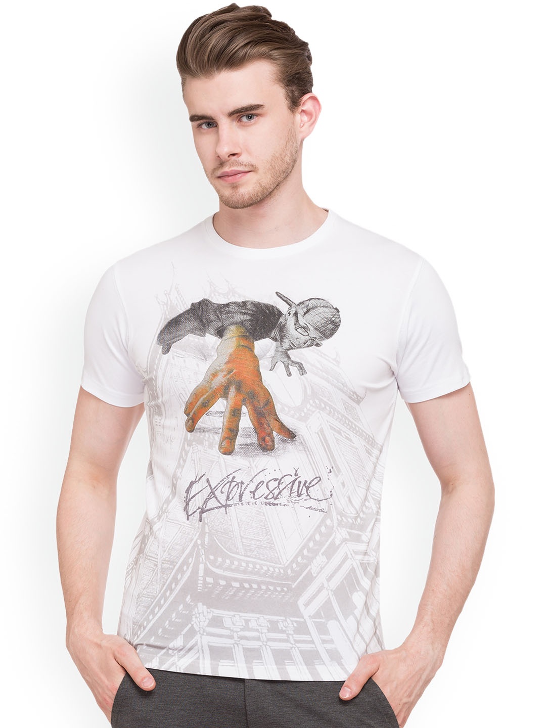 

Status Quo Men White Pure Cotton Printed Round Neck Slim Fit Pure Cotton T-shirt