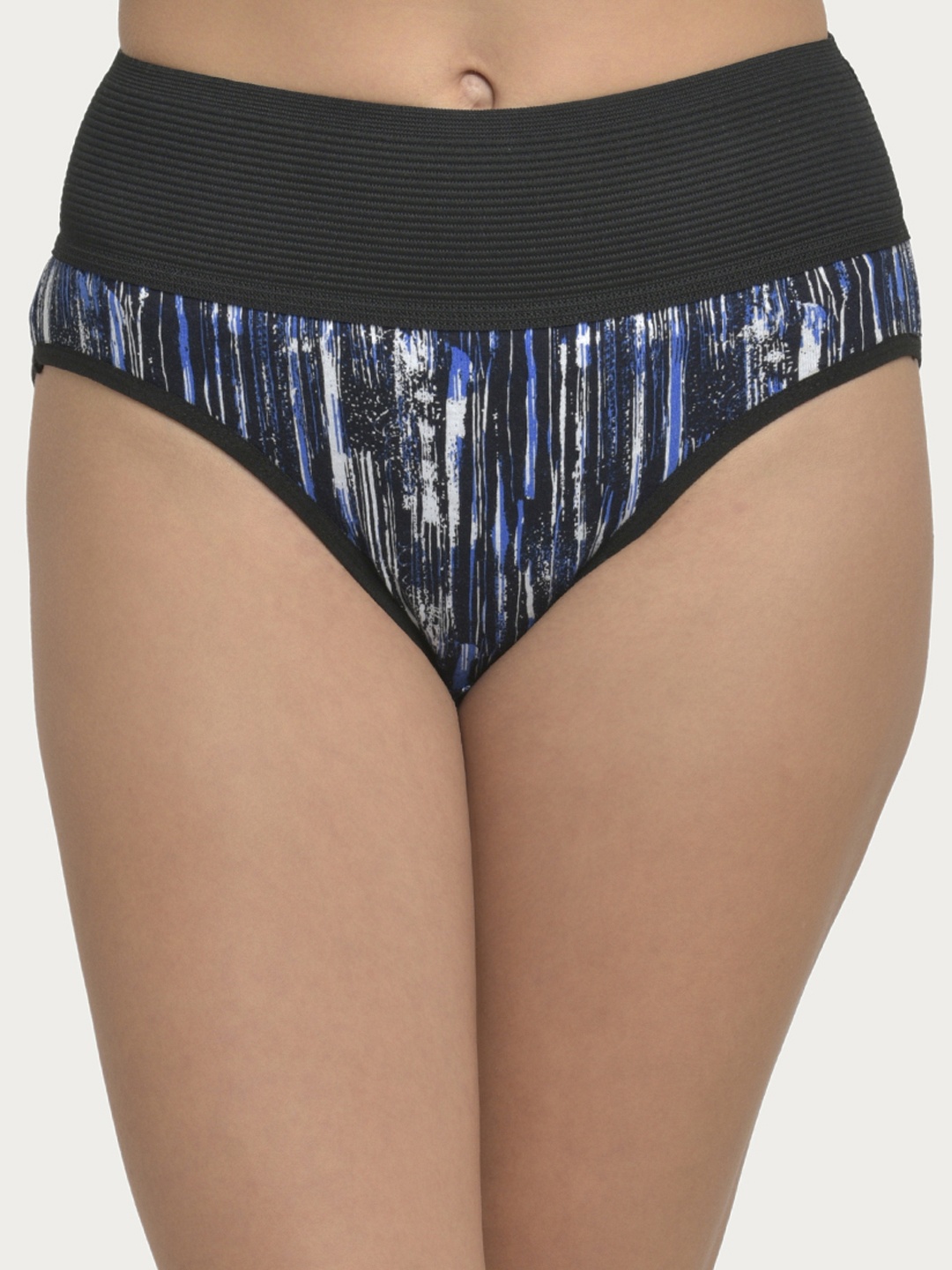 

Clovia Women Black & Blue Printed High-Rise Hipster Briefs PN2890P08XL