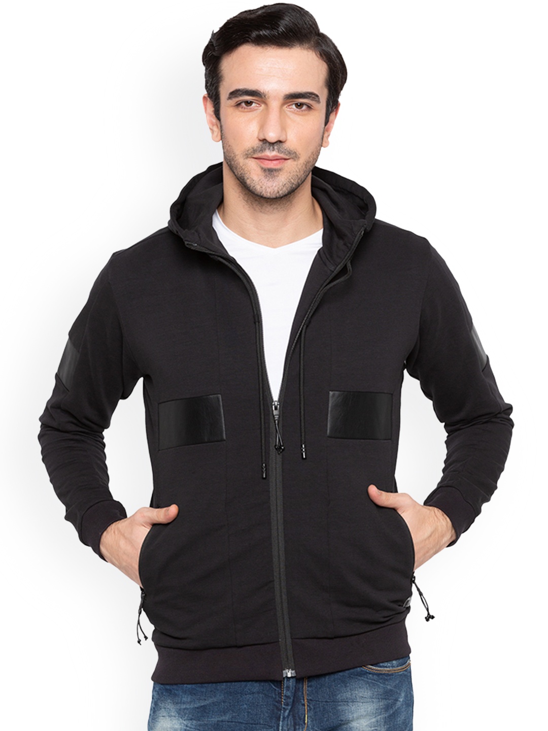 

Status Quo Men Black Solid Hooded Sweatshirt