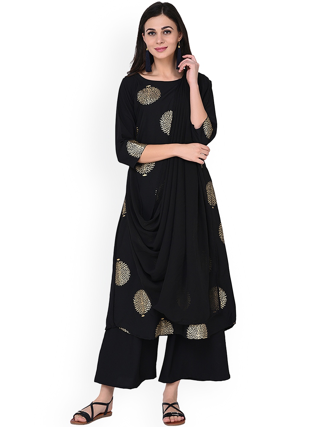 

ZIYAA Women Black Printed A-Line Kurta