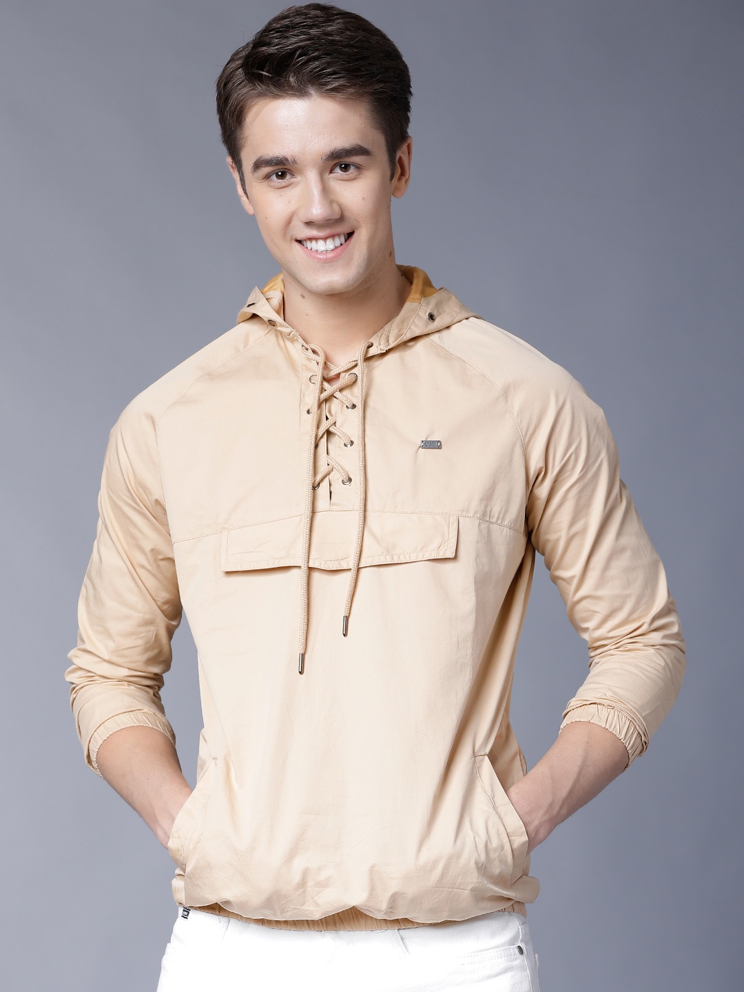 

LOCOMOTIVE Men Beige Solid Tailored Jacket