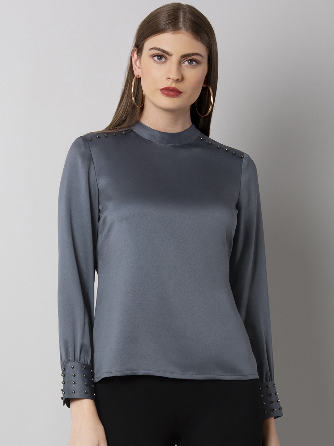 

FabAlley Women Grey Embellished Top