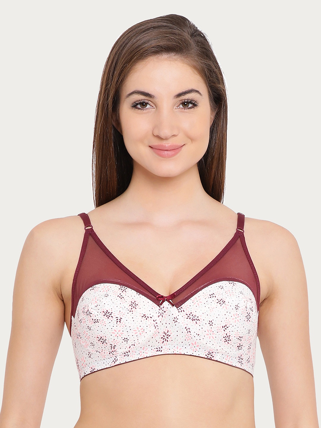 

Clovia Cotton Non-Padded Non-Wired Floral Print Bra, White