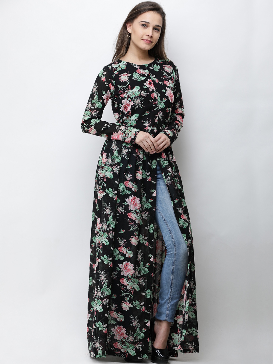 

Cation Black & Green Printed Longline Tunic