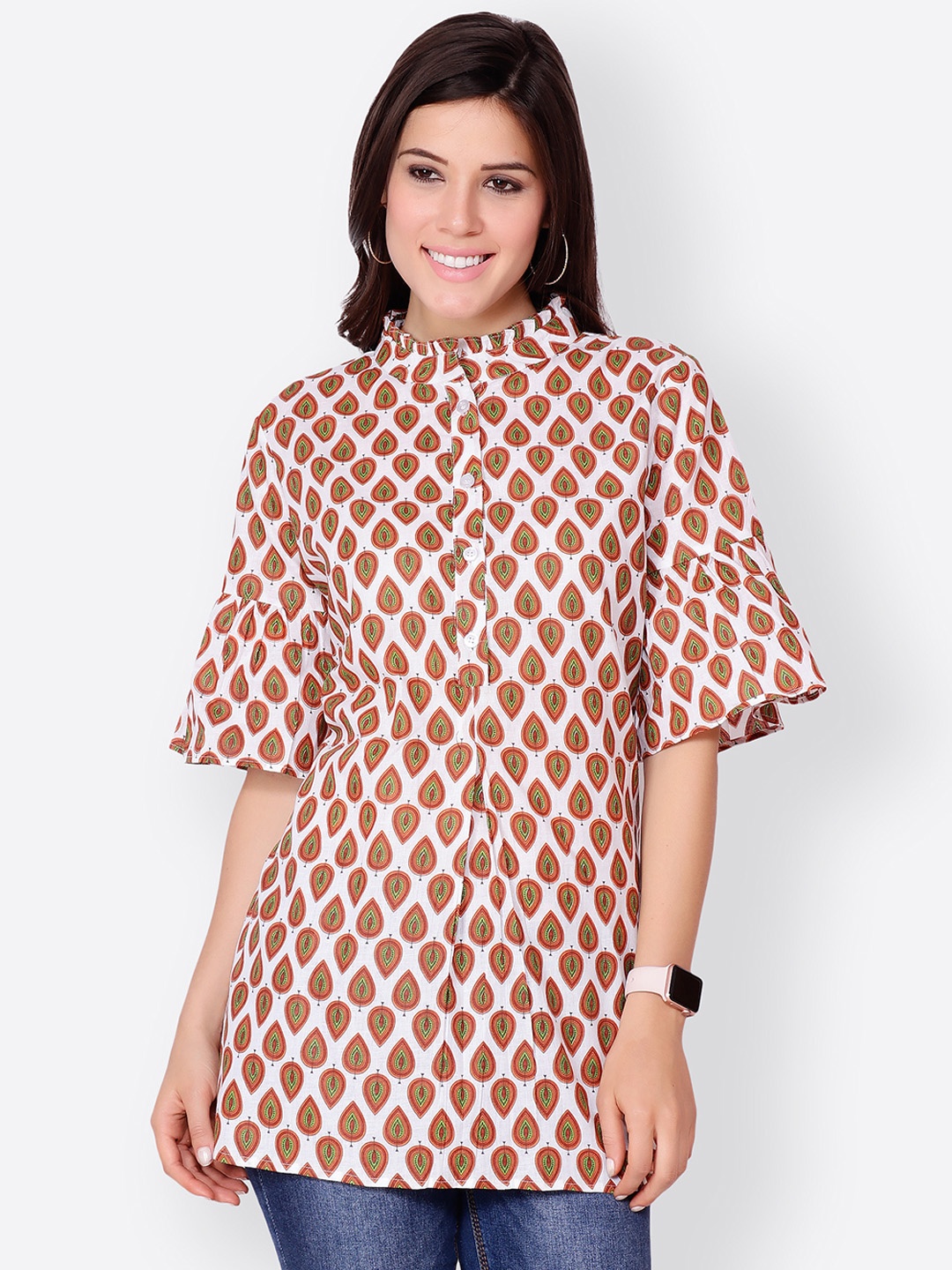

Cation Off-White & Brown Printed Tunic