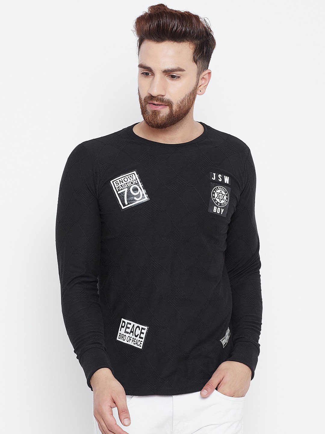 

Camey Men Black Printed Round Neck T-shirt