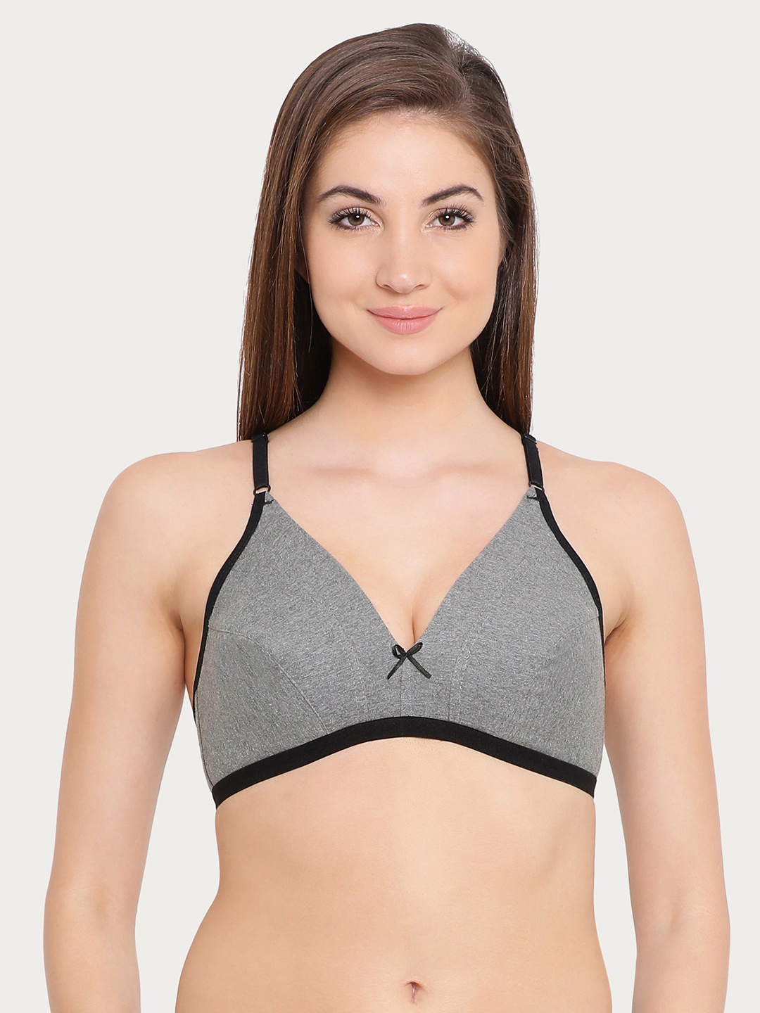 Clovia Cotton Rich Non-Padded Non-Wired Bra, Grey