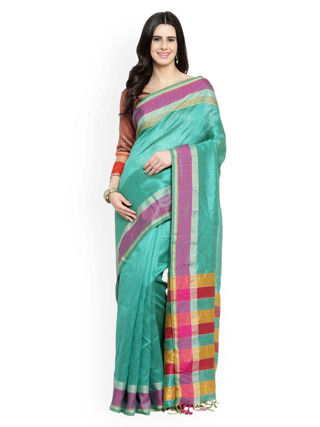 

Shaily Green Pure Silk Woven Design Kanjeevaram Saree