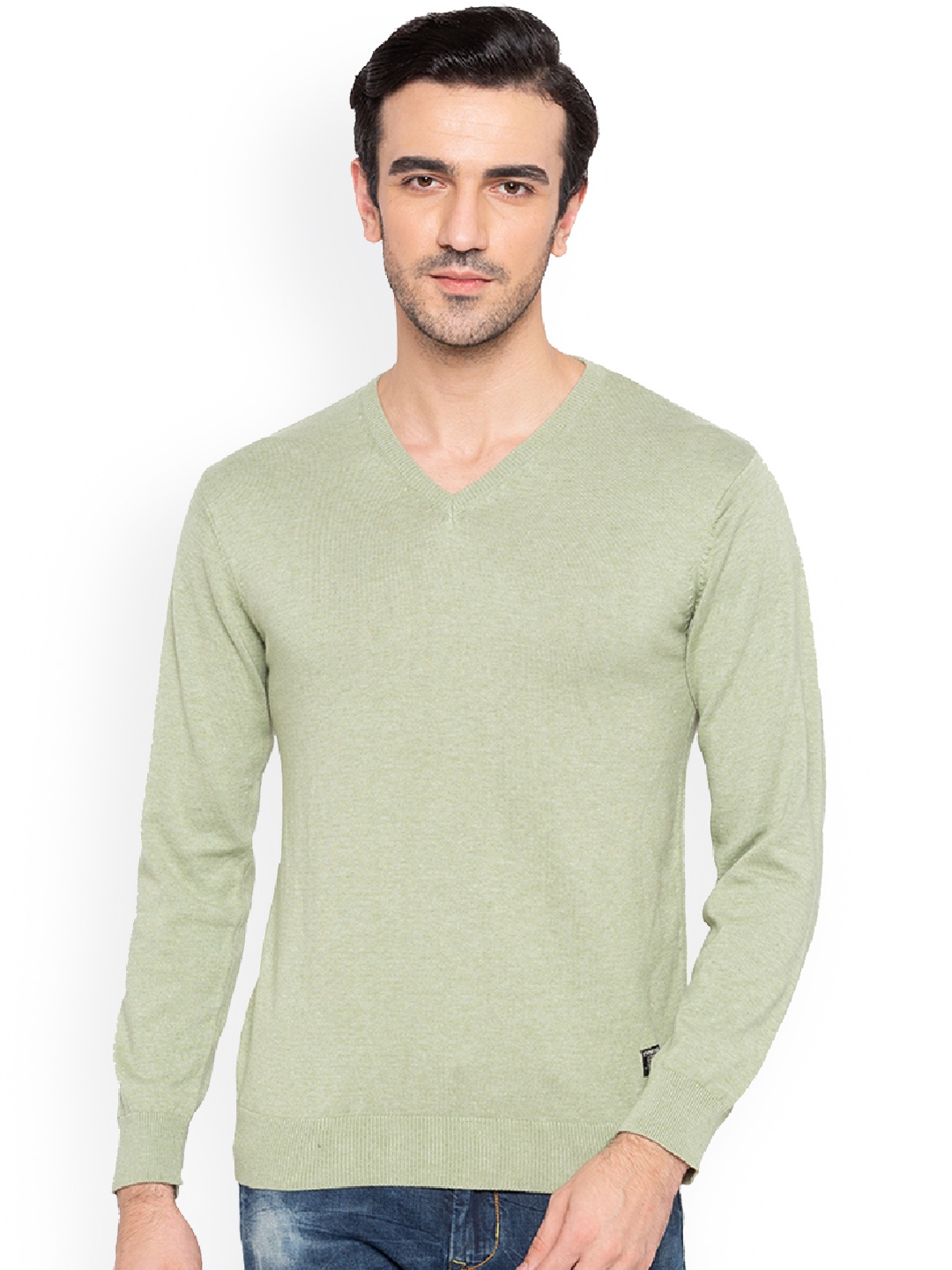 

Status Quo Men Olive Green Solid Pullover