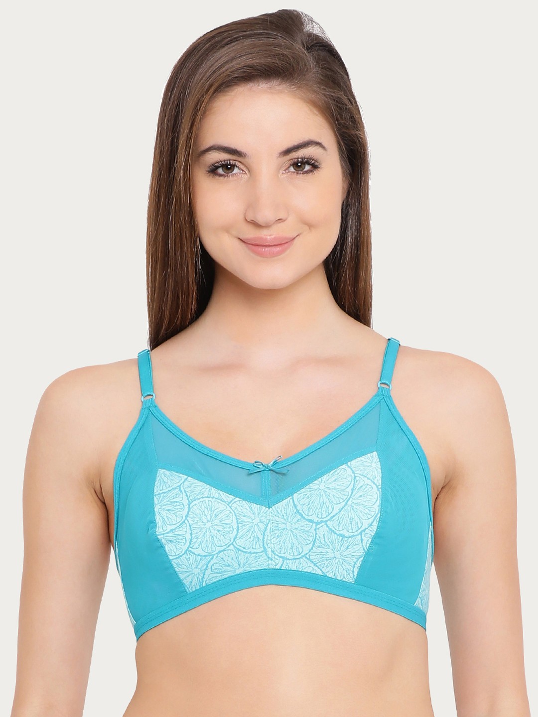 

Clovia Cotton Non-Padded Non-Wired Printed Bra, Blue
